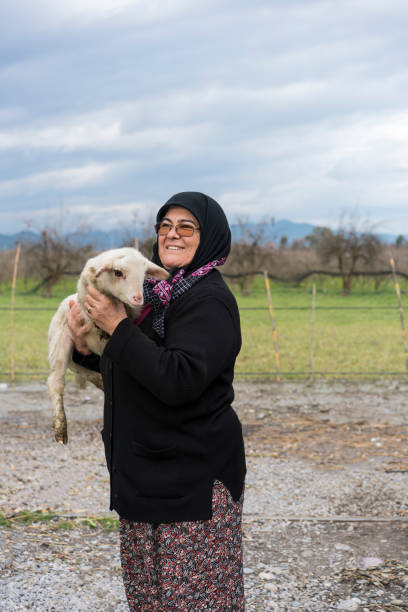 istock Senior woman holding lamb 1176438498