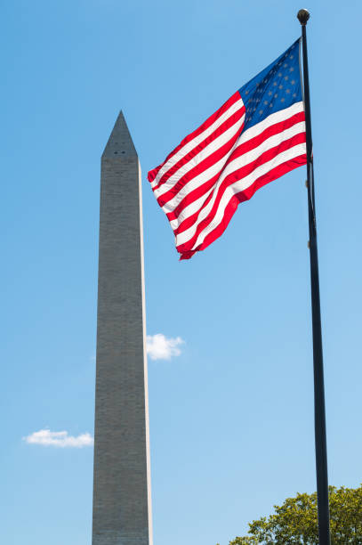 istock US Flag and Washington Monument, Washington DC, USA 1176439669