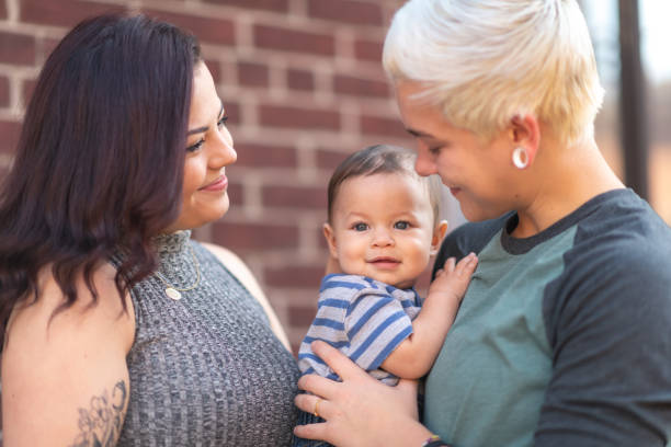 istock Lesbian couple with baby 1176440374