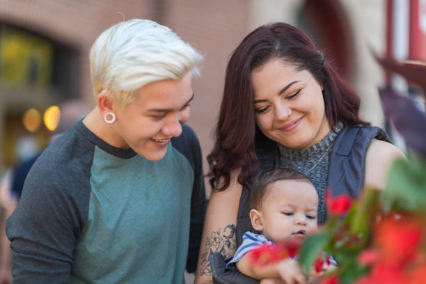 istock Young LGBT couple with baby 1176440392