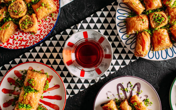 istock Top View Turkish Tea and Baklava 1176441425