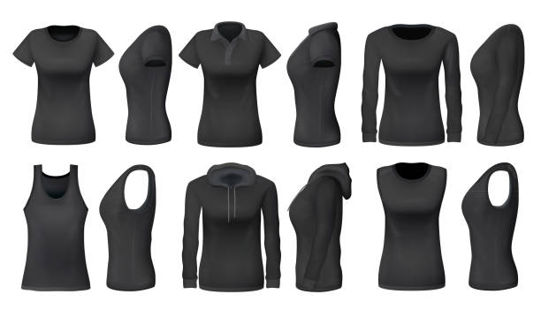 istock Women black tank top t-shirts, sportswear mockups 1176445670