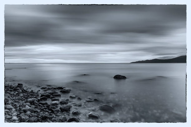 Black and White image: Evening long exposure, Acadia Beach, Vancouver, BC, Canada