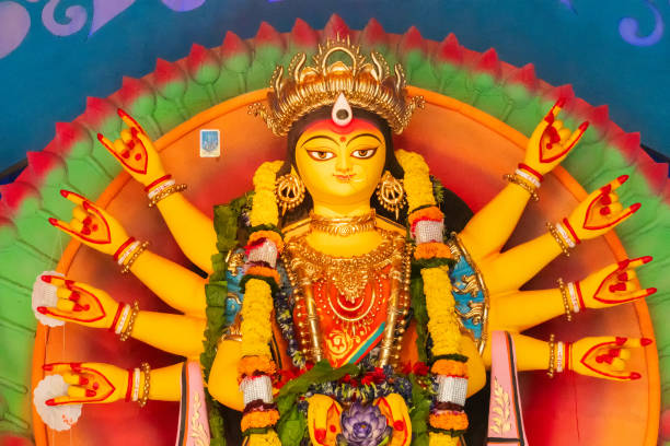 istock Durga idol at Puja Pandal, Durga Puja festival 1176453563