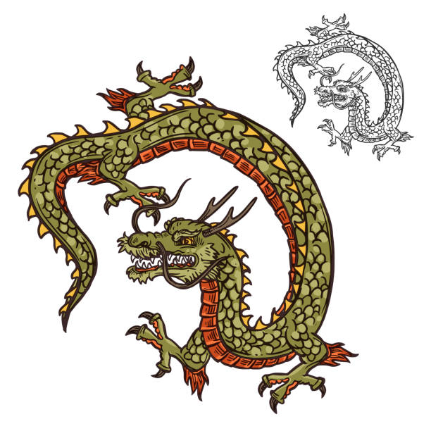 istock Japanese dragon tattoo design or religion mascot 1176457001