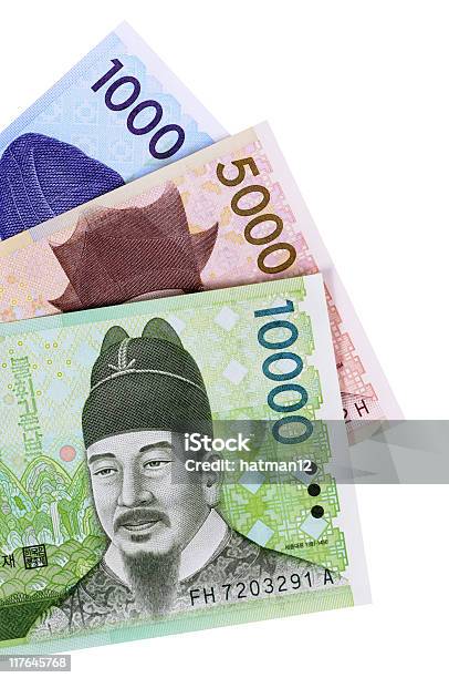 Won Coreano Moneda Facturas Foto de stock y más banco de imágenes de Actividades bancarias - Actividades bancarias, Asia, Billete de banco