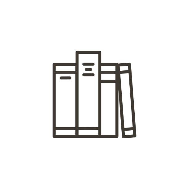 Set of books in a shelf. Trendy modern vector thin line icon illustration of a bookshelf for subjecs related with reading, studying libraries, ebooks etc Vector eps10 rows of books stock illustrations