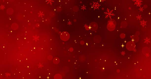 istock Red snowflakes and bokeh lights on the red Merry Christmas background. 3D render 1176459376