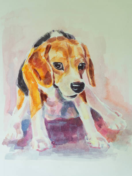 istock Watercolor painting of adorable beagle dog. 1176469857