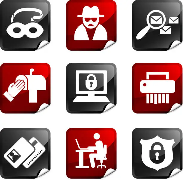 Vector illustration of identity fraud royalty free icons