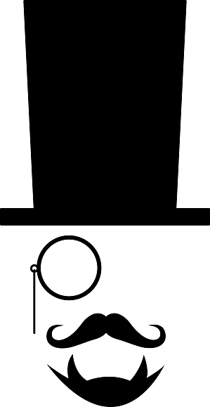 Vector illustration of a man wearing a top hat and monocle.