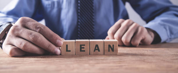 istock Man showing LEAN word on the cubes. 1176477592