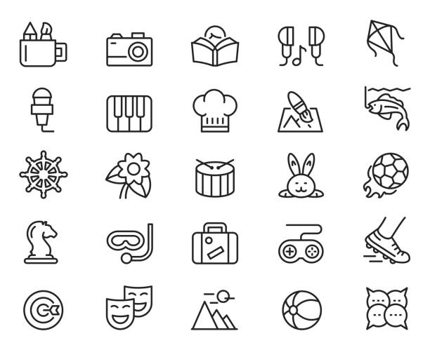 ilustrações de stock, clip art, desenhos animados e ícones de hobby icon set - passatempo