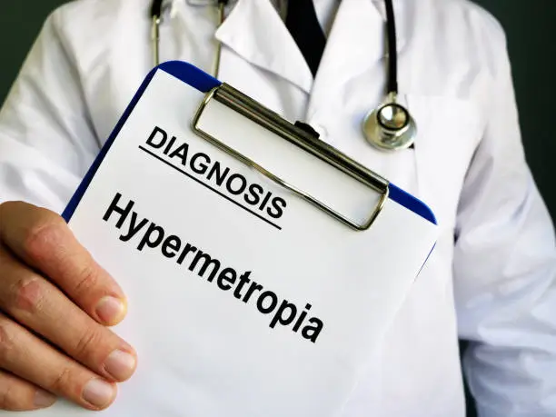 Hypermetropia or longsightedness diagnosis in the medical form.