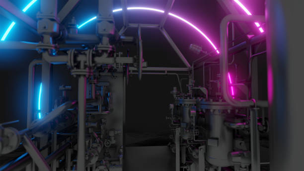istock Abstract Industrial Equipment with Neon Lights 1176480007