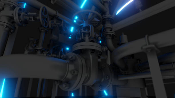 istock Abstract Industrial Equipment with Neon Lights 1176480035