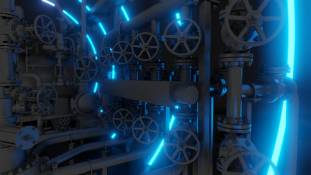 istock Abstract Industrial Equipment with Neon Lights 1176480152