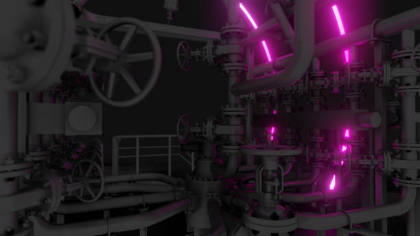 istock Abstract Industrial Equipment with Neon Lights 1176480214