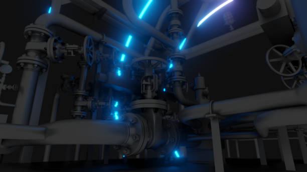 istock Abstract Industrial Equipment with Neon Lights 1176480979