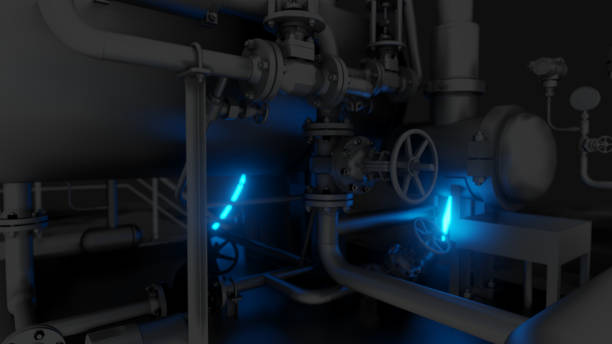 istock Abstract Industrial Equipment with Neon Lights 1176480983