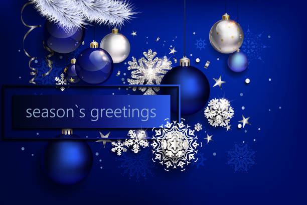 istock Christmas composition with balls and snowflakes in blue color 1176483058
