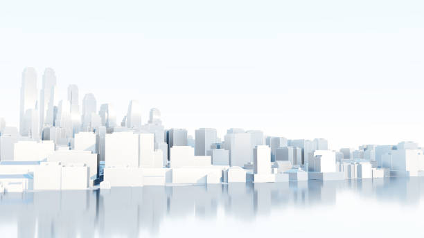 istock 3d abstract modern city in sunny day 1176485616
