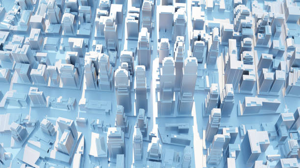 istock 3d abstract modern city in sunny day 1176485647