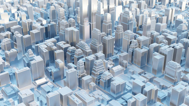 istock 3d abstract modern city in sunny day 1176486174