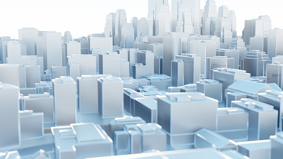 3d abstract modern city in sunny day. 3D illustration