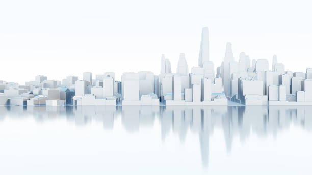 istock 3d abstract modern city in sunny day 1176486732