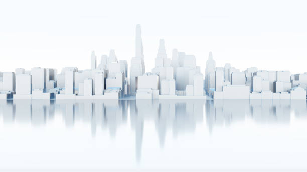 istock 3d abstract modern city in sunny day 1176486755