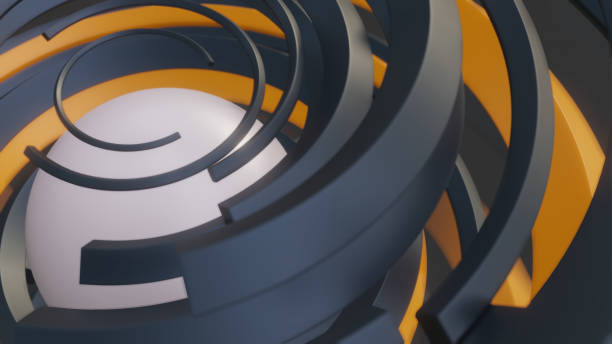 istock Abstract background with shiny black and orange curves 1176486822