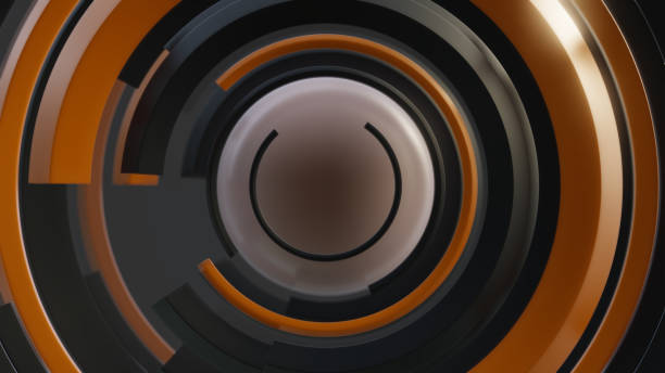istock Abstract background with shiny black and orange curves 1176486885