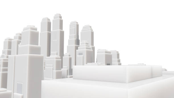 istock 3d abstract modern city in sunny day 1176486934