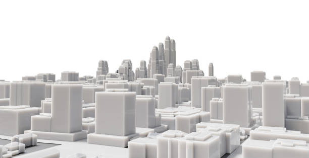 istock 3d abstract modern city in sunny day 1176486946