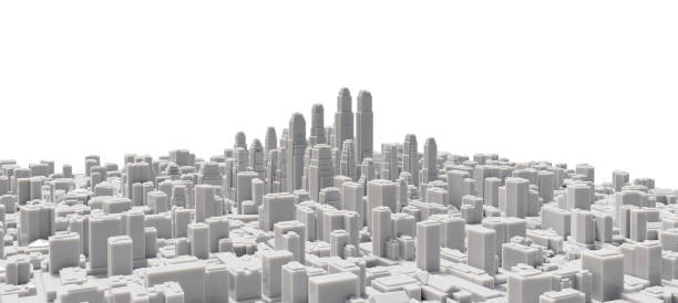 istock 3d abstract modern city in sunny day 1176486956