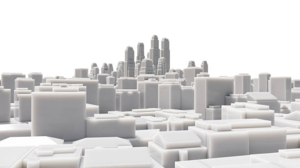 istock 3d abstract modern city in sunny day 1176486985
