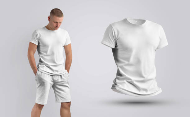 istock Two templates of a blank T-shirt on a man and 3d. 1176486995