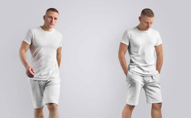 istock Two mockups for design presentation clothing with athletic man. 1176487049