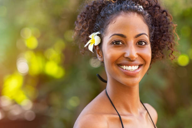 Black beautiful woman in bikini