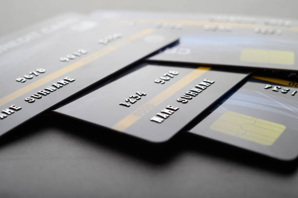 istock Credit cards that are stacked on the floor,selective focus 1176489715