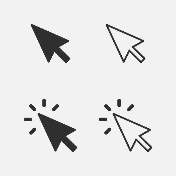 ilustrações de stock, clip art, desenhos animados e ícones de pointer arrow icon isolated on white background. vector illustration. - cursor arrowhead hyperlink symbol