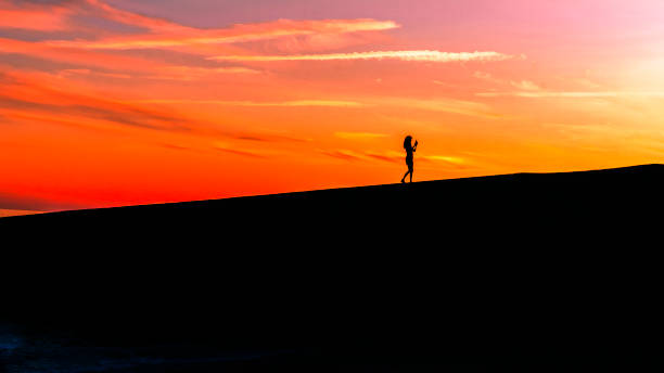 istock Silhouetted Girl by the Sunset 1176490085