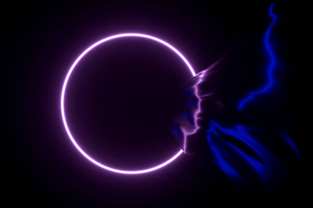 istock Neon glowing frame on flowing silk background 3d illustration 1176490784