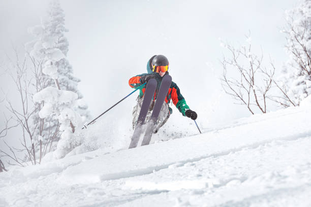 istock Professional skier freerides in forest 1176492768