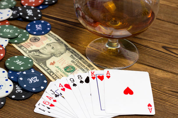 istock Poker chips card alcohol and gambling 1176496061