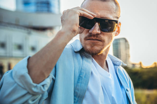 istock Young caucasian man, modern shot in film grain effect 1176497856