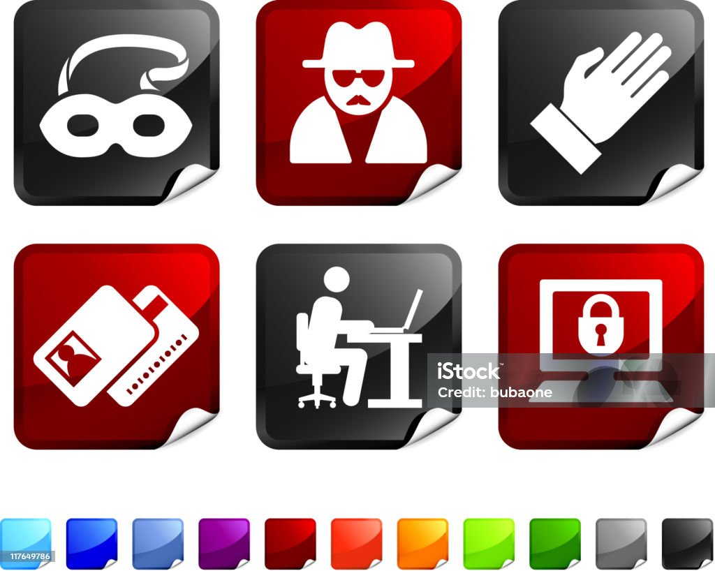 identity theft royalty free vector icon set stickers  Black Color stock vector