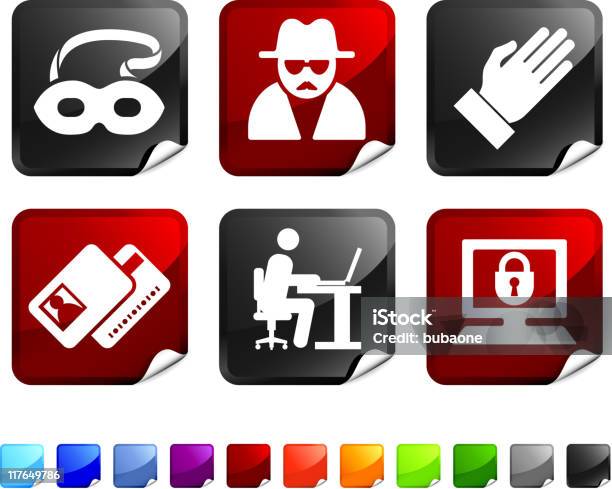 Identity Theft Royalty Free Vector Icon Set Stickers Stock Illustration - Download Image Now