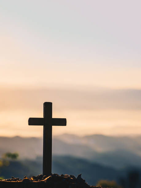 istock Cross on the blurred mountain natural background. 1176499834